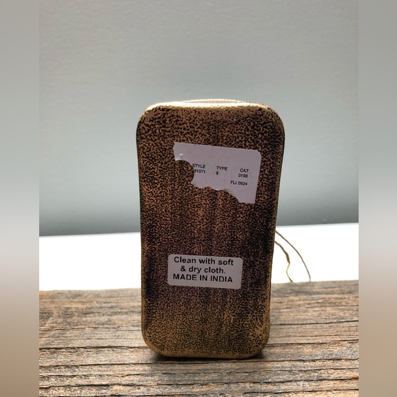 NEW Burnished Gold Rustic Look Salt & Pepper Shaker Set in Tray - Picture 10 of 10